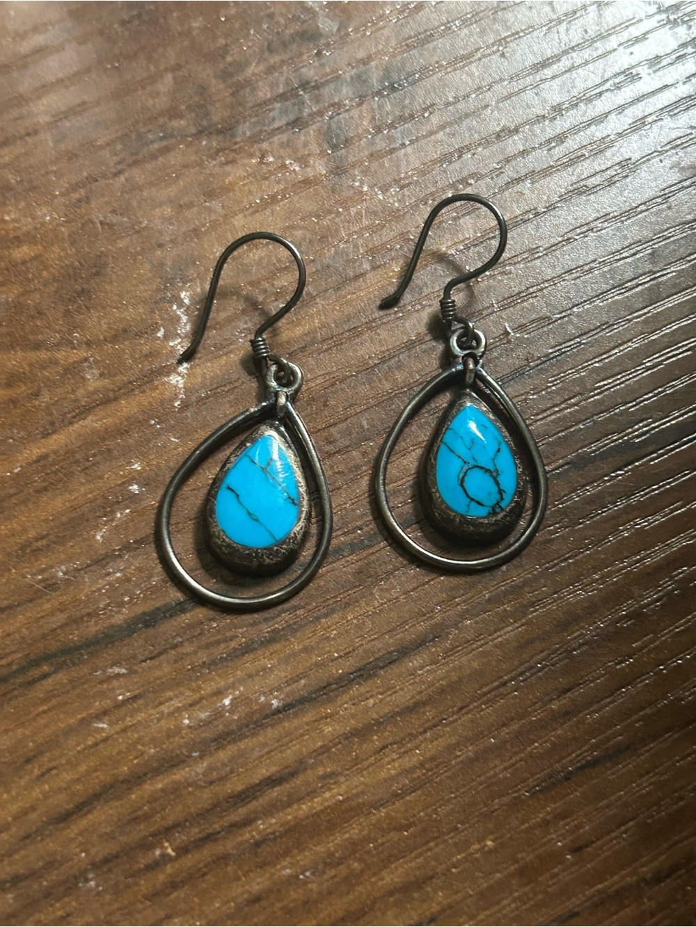 Turquoise Teardrop Dangle Earrings - Sterling silver